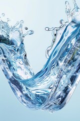 Poster - Close up of a water wave on a blue background. Suitable for various design projects