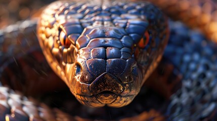 Poster - Close up of a snake's head with a blurry background. Suitable for educational materials or wildlife publications