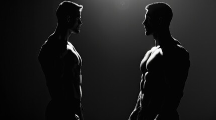Poster - Two men standing side by side, suitable for business or friendship concepts