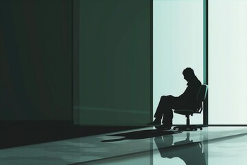 Poster - A person sitting in a chair by a window. Suitable for interior design concepts