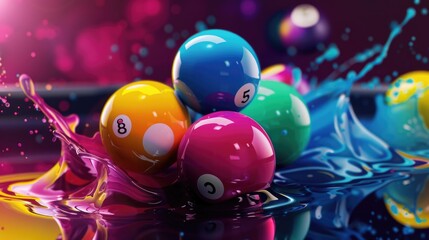 Poster - Colorful balls arranged neatly on a table. Great for party decorations