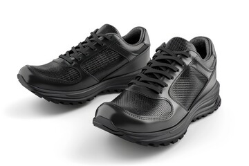 Poster - Pair of black shoes on a white surface, suitable for various uses