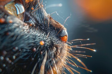 Poster - Close-up of a cat's face with a blurry background. Suitable for pet-related designs