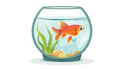 Wall Mural - goldfish in a glass on white transparent background