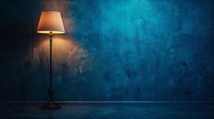 Wall Mural - Dark blue wall background with slight warm glow