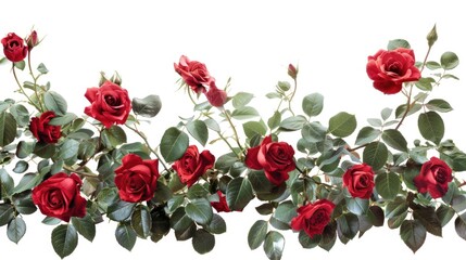 Sticker - Row of pink roses on white background