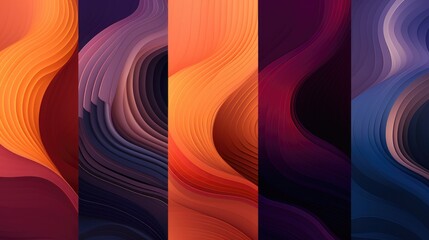 Wall Mural -  Abstract wave patterns with vibrant gradients in an illustration style 