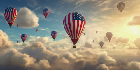 Sticker - American hot air balloons in the sky