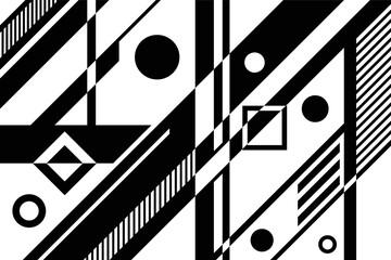 Poster - Black and white abstract minimal background. Geometric illustration.