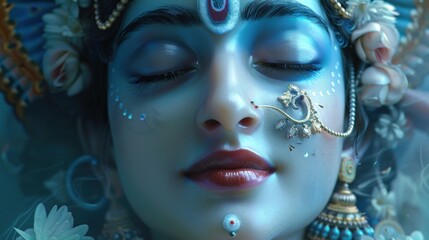 Canvas Print - peaceful face of lord krishna