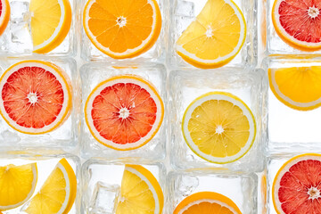 Sticker - Citrus Slices Frozen in Ice Cubes