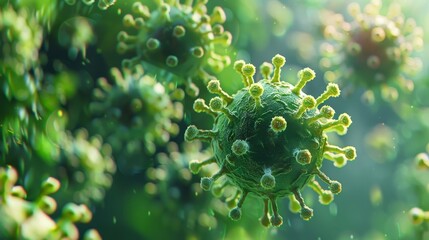 Microbiology And Virology Concept - Corona Virus 3D Rendering