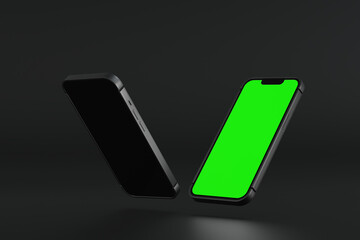 Wall Mural - mobile phone show green screen display, application website presentation, 3d rendering.