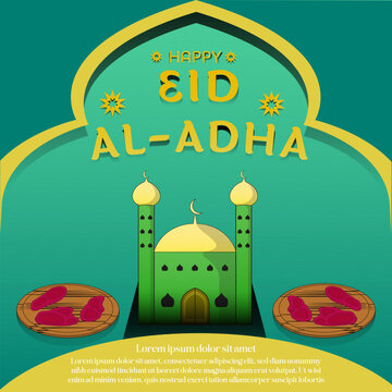 Eid al-Adha designsocial media post template with several elements