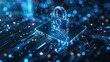 © INsprThDesign - Close-up of a digital lock on a circuit board, representing cybersecurity and data protection in a futuristic and technological setting.