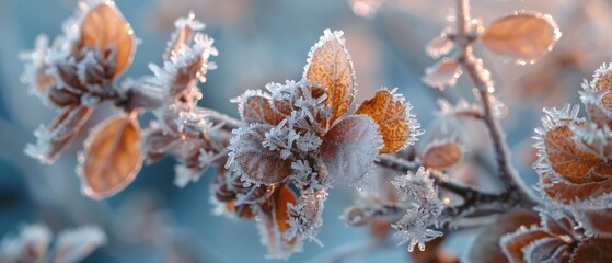 Canvas Print - a branch covered in frost and snow