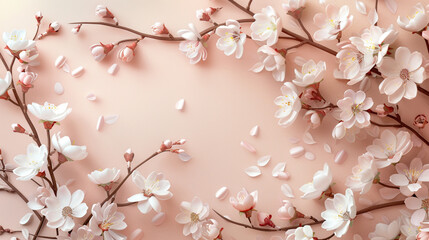 Wall Mural - Enchanting pink sakura background
