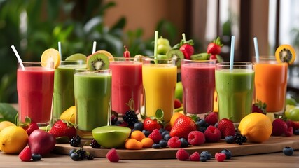 Wall Mural - a setting that is revitalizing, with a vibrant choice of healthful juices made from fresh fruits