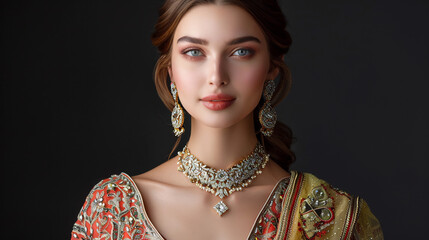 Glamorous Woman with Diamond Necklace, AI generative