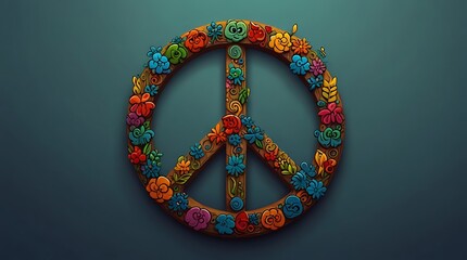 Wall Mural - peace symbol made of rainbow colors with a dark background