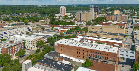 Cityscape with buildings and trees in Downtown Augusta, Georgia