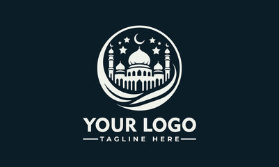 Sticker - Mosque Logo Vector: A Symbol of Faith and Moeslem Community Symbolize Peace and Unity: Majestic Mosque Logo Vector Elevate Your Islamic Brand with the Elegant Mosque Logo Vector