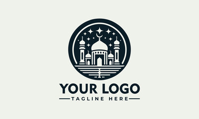 Wall Mural - Mosque Logo Vector: A Symbol of Faith and Moeslem Community Symbolize Peace and Unity: Majestic Mosque Logo Vector Elevate Your Islamic Brand with the Elegant Mosque Logo Vector