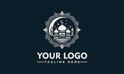 Canvas Print - Mosque Logo Vector: A Symbol of Faith and Moeslem Community Symbolize Peace and Unity: Majestic Mosque Logo Vector Elevate Your Islamic Brand with the Elegant Mosque Logo Vector