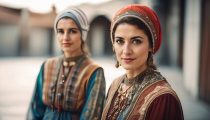 Wall Mural - portrait of a Turkish woman in traditional dress with a sincere smile, 
