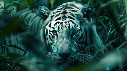 close up of a tiger in the jungle, portrait of a tiger, tiger in the forest