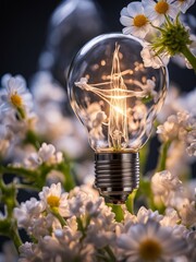 Canvas Print - bulb with flowers