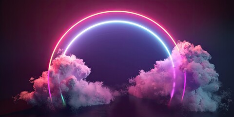 Wall Mural - Vibrant Neon Rainbow with Illuminated Clouds