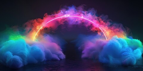 Wall Mural - Electric Rainbow Arc Above Luminous Clouds