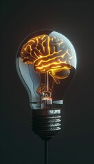 Poster - Illuminated Brain in Light Bulb. Generative ai