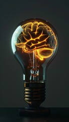 Poster - Illuminated Brain in Light Bulb. Generative ai