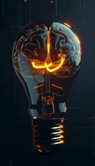 Poster - Illuminated Brain in Light Bulb. Generative ai