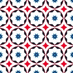Wall Mural - Blue stars pattern on red background in varying shades