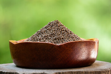 Perilla seeds on natural background.