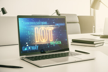 Aufkleber - Creative IOT concept on modern laptop screen. 3D Rendering