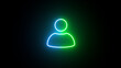 © MD. MUNNA ISLAM - Neon glowing user icon. neon profile icon. avatar user profile icons. neon user silhouette isolated on black background.