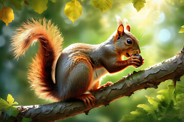 Wall Mural - squirrel in the park