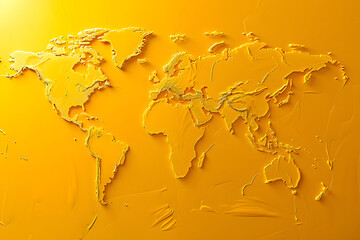 Sticker - A yellow background features a map of the world in its center