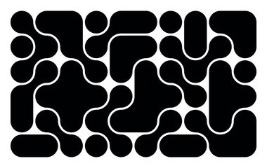 background with black liquid connected circle dots.metaballs pattern on white. abstract geometric sh