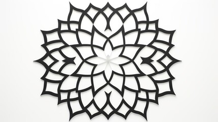 Intricate black geometric wall art resembling a mandala design on a white background, perfect for modern and minimalist decor.