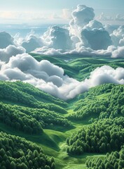 Wall Mural - Misty Mountain Landscape: A Scenic Panorama