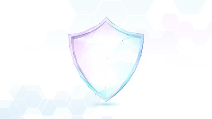 Poster - Security Shield protection. Cyber security data protection technology. Low polygonal, wireframe, linear and mesh. Vector illustration