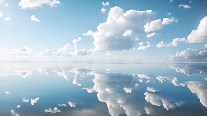 Wall Mural - a mesmerizing view of the infinite sky and its reflections on the smooth surface of salar de uyuni.