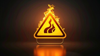 Aufkleber - Yellow fire hazard sign on black background. Suitable for safety and emergency concepts