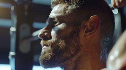 Aufkleber - A man with a beard getting a haircut. Suitable for barber shop or grooming concept