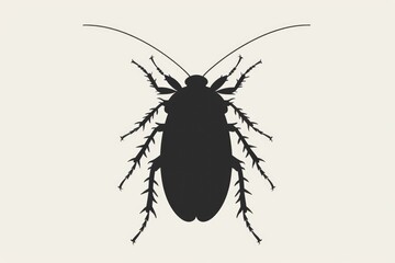 Poster - Detailed black and white silhouette of a cockroach, perfect for pest control or insect-related designs.